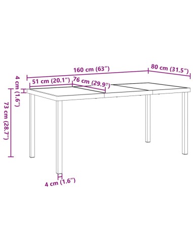 Градинска маса Черно 160 x 80 x 73 см Масивна тикова дървесина