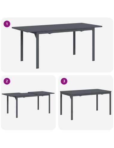 Разтеглена маса Антрацит 180 x 80 x 76 см Стомана