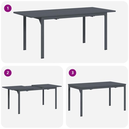 Разтеглена маса Антрацит 180 x 80 x 76 см Стомана