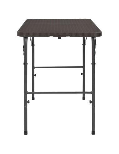 Сгъваема градинска маса кафява 120x60x74 см HDPE имитация ратан
