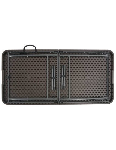 Сгъваема градинска маса кафява 120x60x74 см HDPE имитация ратан