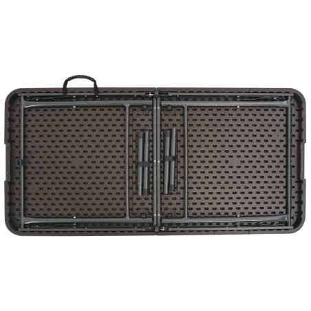 Сгъваема градинска маса кафява 120x60x74 см HDPE имитация ратан