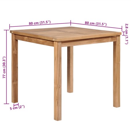 Градинска маса 80x80x77 см тиково дърво масив