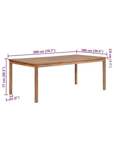 Градинска маса 200x100x77 см тиково дърво масив