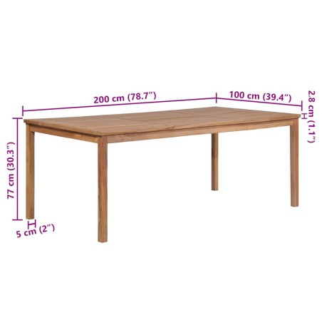 Градинска маса 200x100x77 см тиково дърво масив