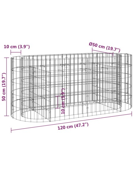 Габион повдигната леха, поцинковано желязо, 120x50x50 cм