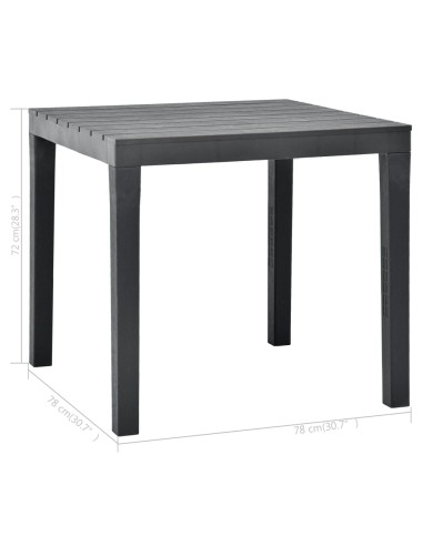 Градинска маса, антрацит, 78x78x72 см, пластмаса