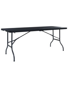 Сгъваема градинска маса черна 180x75x72 см HDPE имитация ратан