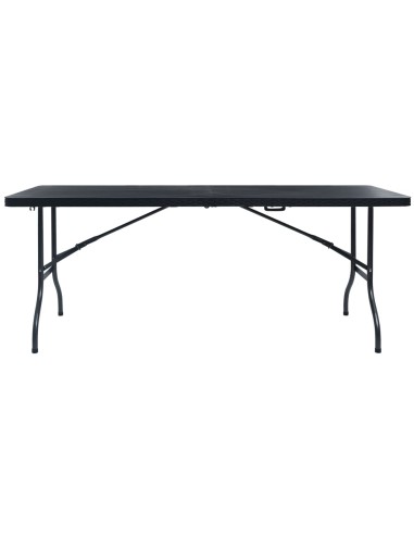 Сгъваема градинска маса черна 180x75x72 см HDPE имитация ратан