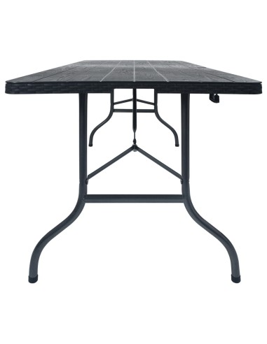 Сгъваема градинска маса черна 180x75x72 см HDPE имитация ратан