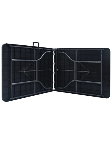 Сгъваема градинска маса черна 180x75x72 см HDPE имитация ратан