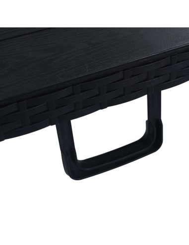 Сгъваема градинска маса черна 180x75x72 см HDPE имитация ратан