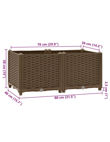 Повдигната леха, 80x40x38 см, полипропилен