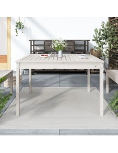 Градинска маса бяла 121x82,5x76 см борово дърво масив