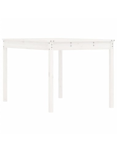 Градинска маса бяла 121x82,5x76 см борово дърво масив
