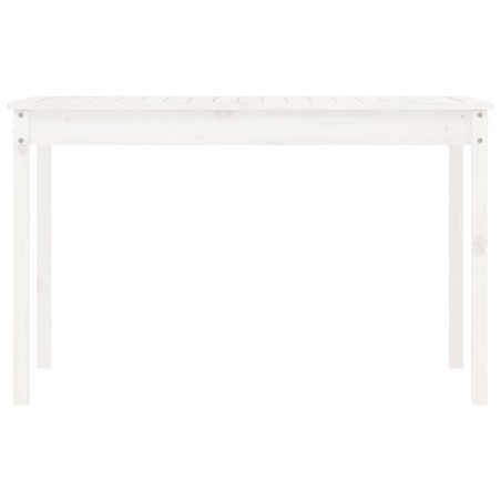 Градинска маса бяла 121x82,5x76 см борово дърво масив
