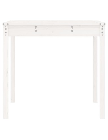 Градинска маса бяла 121x82,5x76 см борово дърво масив