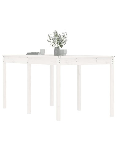 Градинска маса, бяла 159,5x82,5x76 см, борово дърво масив