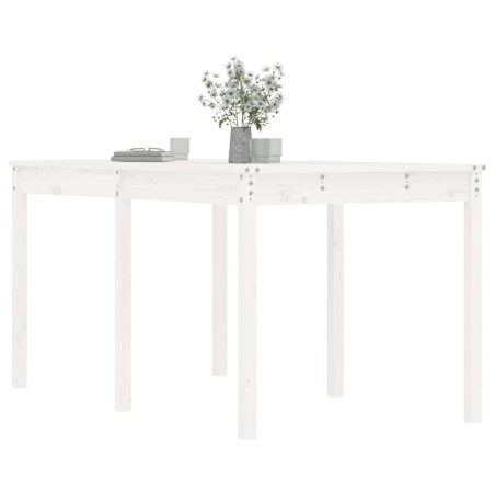 Градинска маса, бяла 159,5x82,5x76 см, борово дърво масив