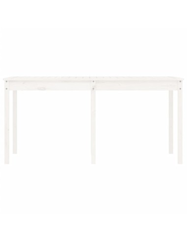 Градинска маса, бяла 159,5x82,5x76 см, борово дърво масив