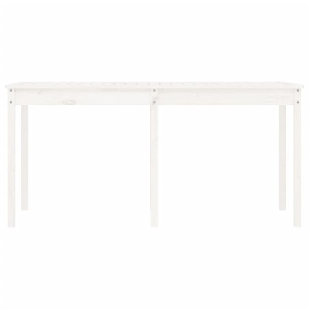 Градинска маса, бяла 159,5x82,5x76 см, борово дърво масив