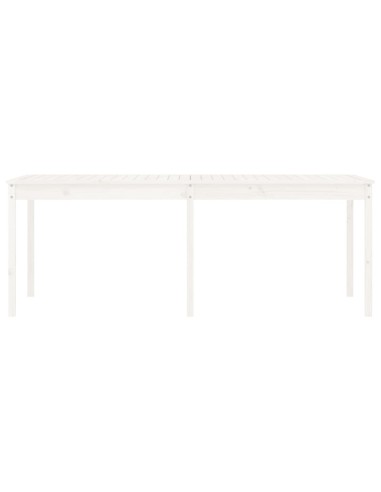 Градинска маса, бяла 203,5x100x76 см, борово дърво масив