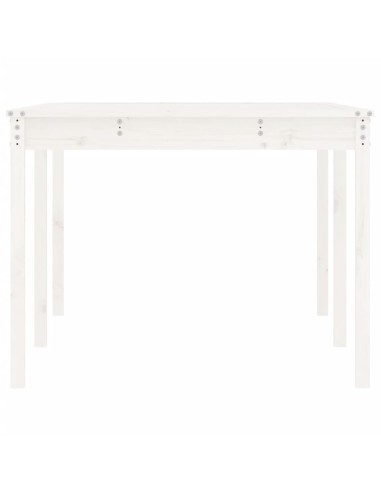 Градинска маса, бяла 203,5x100x76 см, борово дърво масив