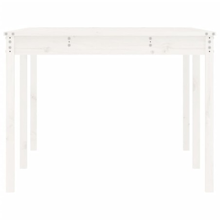 Градинска маса, бяла 203,5x100x76 см, борово дърво масив