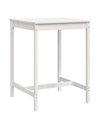 Градинска маса, бяла 82,5x82,5x110 см, борово дърво масив