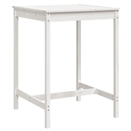 Градинска маса, бяла 82,5x82,5x110 см, борово дърво масив
