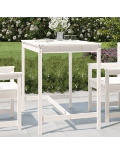 Градинска маса бяла 121x82,5x110 см борово дърво масив