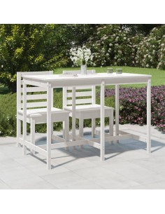 Градинска маса, бяла 159,5x82,5x110 см, борово дърво масив