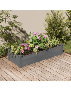 Градинска повдигната леха с вложка сива 120x45x25 см ела масив