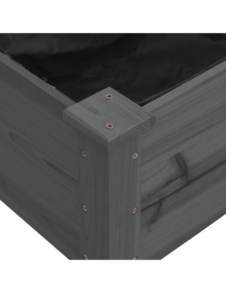 Градинска повдигната леха с вложка сива 120x45x25 см ела масив