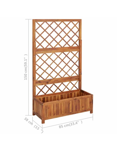 Повдигната леха с решетка, 85x38x150 см, акация масив
