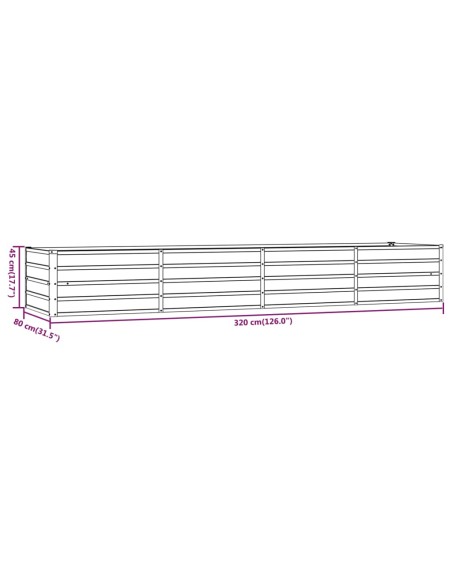 Градинска повдигната леха ръждив 320x80x45 см кортенова стомана