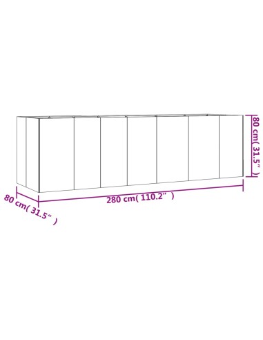 Градинска повдигната леха 280x80x80 см кортенова стомана