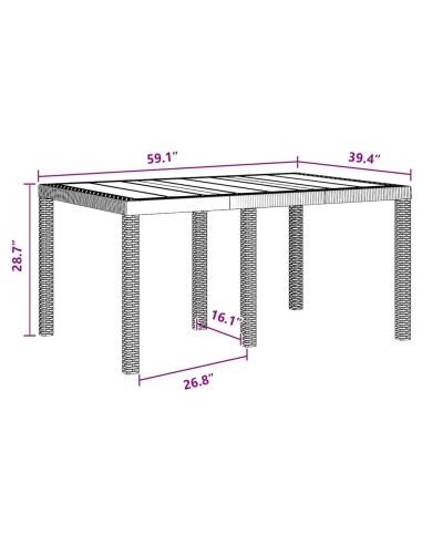 Градинска маса Антрацит 150 x 100 x 73 см полиратан