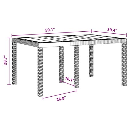 Градинска маса Антрацит 150 x 100 x 73 см полиратан