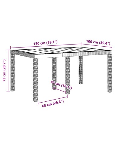 Градинска маса Бяло 150 x 100 x 73 см полиратан