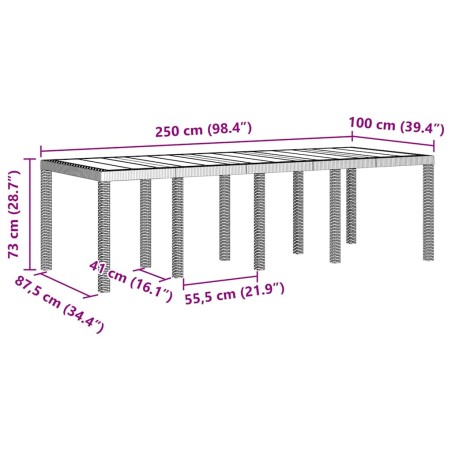 Градинска маса Бяло 250 x 100 x 73 см полиратан