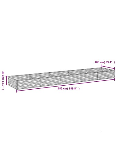 Градинска повдигната леха 482x100x36 см кортенова стомана