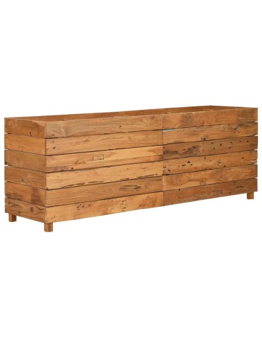 Повдигната леха 150x40x55 см рециклирано тиково дърво и стомана