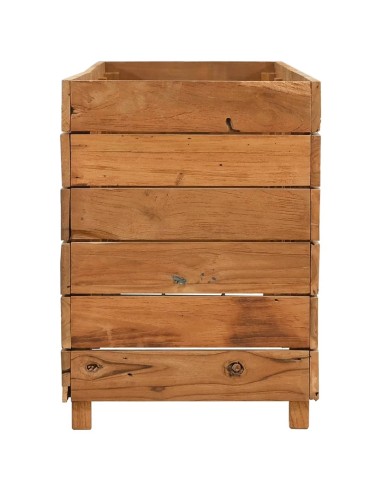 Повдигната леха 150x40x55 см рециклирано тиково дърво и стомана