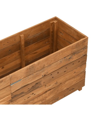 Повдигната леха 150x40x55 см рециклирано тиково дърво и стомана