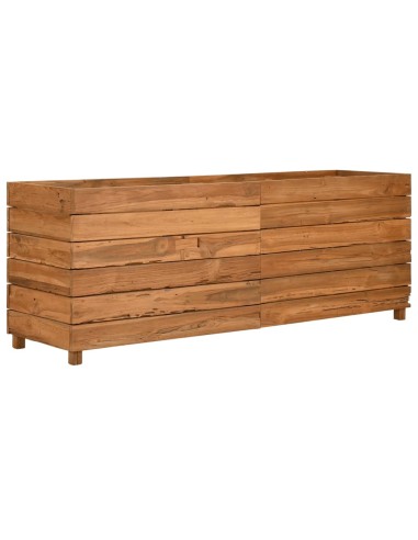 Повдигната леха 150x40x55 см рециклирано тиково дърво и стомана