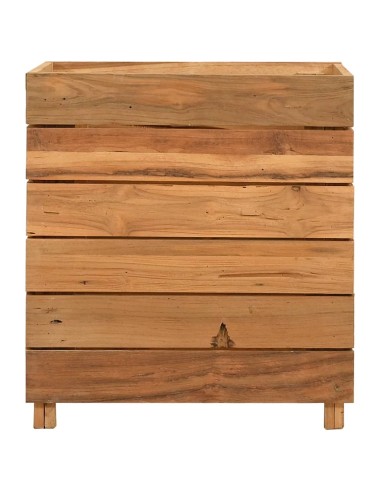 Повдигната леха 50x40x55 см рециклирано тиково дърво и стомана