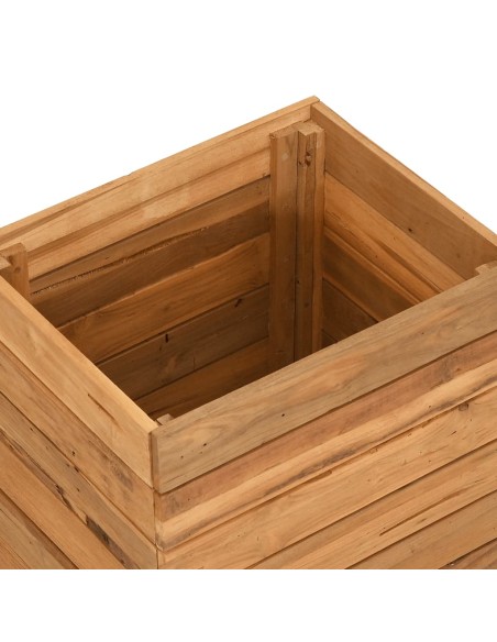 Повдигната леха 50x40x55 см рециклирано тиково дърво и стомана