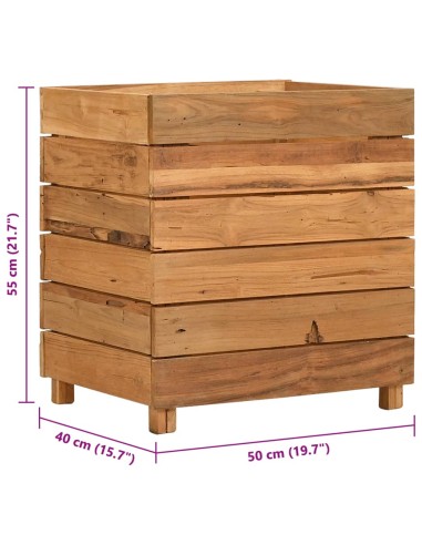 Повдигната леха 50x40x55 см рециклирано тиково дърво и стомана