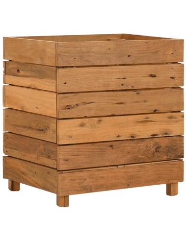 Повдигната леха 50x40x55 см рециклирано тиково дърво и стомана